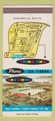 Matchbook Cover - NKC Bowling North Kansas City MO Brunswick 30 Strike