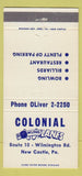 Matchbook Cover - Colonial Bowling Lanes New Castle PA 30 Strike