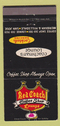 Matchbook Cover - Red Coach Coffee Shop Lounge San Jose CA 30 Strike