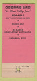 Matchbook Cover - Crossroads Lanes Bowling Vandalia OH 30 Strike