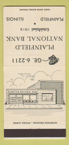 Matchbook Cover - Plainfield National Bank Plainfield IL 30 Strike