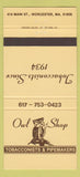 Matchbook Cover - Owl Shop Tobacco Pipes Worcester MA 30 Strike