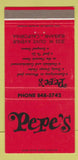 Matchbook Cover - Pepe's Restaurant Burbank CA 30 Strike