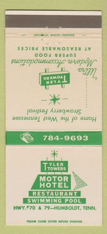 Matchbook Cover - Tyler Towers Motor Hotel Humboldt TN 30 Strike