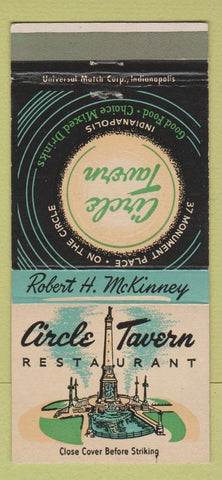 Matchbook Cover - Circle Tavern Restaurant Indianapolis IN 30 Strike