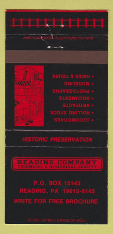 Matchbook Cover - Reading Railroad Historical Society PA 30 Strike