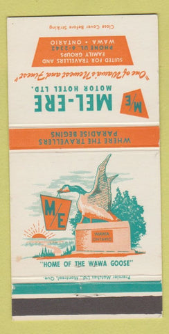 Matchbook Cover - Mel Ere Motor Hotel Wawa ON WEAR 30 Strike