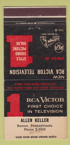 Matchbook Cover - RCA Victor TV Allen Keller Benton PA WEAR 30 Strike