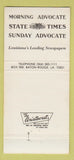 Matchbook Cover - State Times Morning Advocate Baton Rouge LA LSU #1 30 Strike