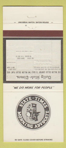 Matchbook Cover - State Times Morning Advocate Baton Rouge LA oil #2 30 Strike