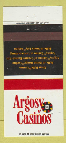 Matchbook Cover - Argosy Casinos Baton Rouge Kansas City WEAR 30 Strike