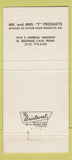 Matchbook Cover - Mr and Mrs T Products Taylor Foods El Segundo CA 30 Strike