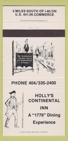 Matchbook Cover - Holly's Continental Inn Commerce GA WEAR 30 Strike