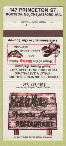Matchbook Cover - Bob White's Princeton Restaurant North Chelmsford MA 30 Strike