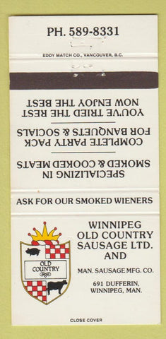 Matchbook Cover - Winnipeg Old Country Sausage MB 30 Strike