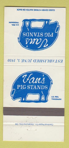 Matchbook Cover - Van's Pig Stands 30 Strike