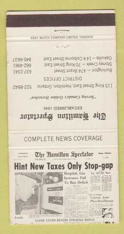 Matchbook Cover - Hamilton Spectator Newspaper ON WEAR 30 Strike