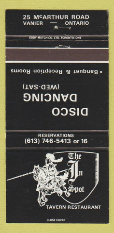 Matchbook Cover - The In Spot Vanier ON Disco 30 Strike