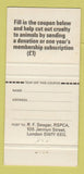 Matchbook Cover - RSPCA Campaign Against Animal Cruelty UK England 30 Strike