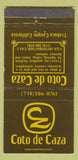 Matchbook Cover - Coto de Caza Trabuco Canyon CA WEAR 30 Strike