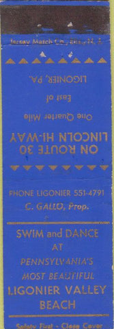 Matchbook Cover - Loigoner Balley Beach PA Safety First