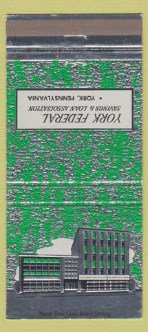 Matchbook Cover - York Federal Savings & Loan York PA 30 Strike