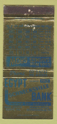 Matchbook Cover - Egypt Schnecksville Bank PA WEAR 30 Strike
