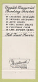 Matchbook Cover - First National Bank Shickshinny PA 30 Strike