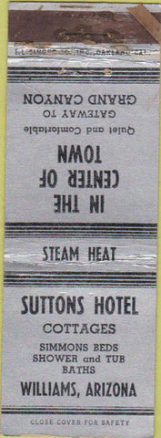Matchbook Cover - Suttons Hotel Cottages Williams AZ WEAR