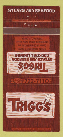 Matchbook Cover - Trigg's Restaurant Tamarac FL 30 Strike