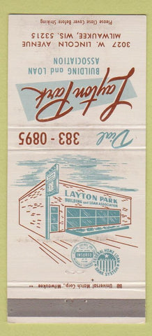 Matchbook Cover - Layton Park Building and Loan Milwaukee WI 30 Strike