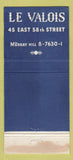 Matchbook Cover - Le Valois New York City WEAR 30 Strike