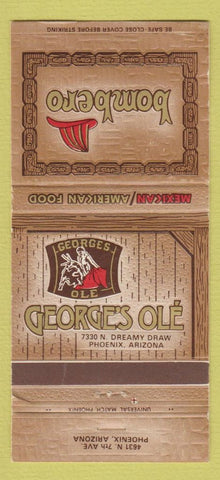 Matchbook Cover - Bombero Mexican George's Ole Phoenix AZ 30 Strike