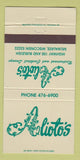 Matchbook Cover - Alioto's Restaurant Milwaukee WI 30 Strike