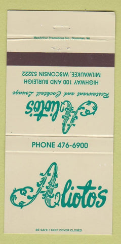 Matchbook Cover - Alioto's Restaurant Milwaukee WI 30 Strike
