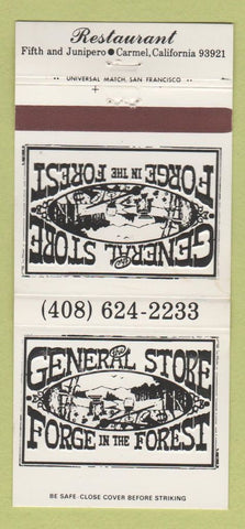 Matchbook Cover General Store Forge in the Forest Restaurant Carmel CA 30 Strike