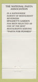 Matchbook Cover - Spaghetti Garden Italian Cafe Washington DC 30 Strike