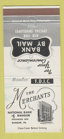 Matchbook Cover - Merchants National Bank Bangor PA 30 Strike