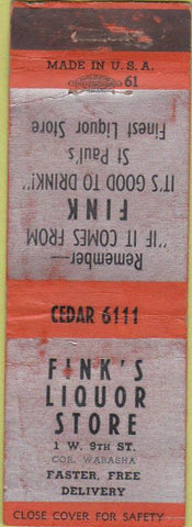 Matchbook Cover - Fink's Liquor Store St Paul MN WORN