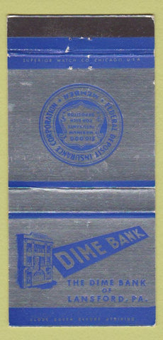 Matchbook Cover - Dime Bank Lansford PA 30 Strike