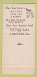 Matchbook Cover - Dime Bank Lansford PA 30 Strike