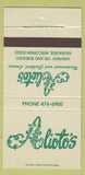 Matchbook Cover - Alioto's Restaurant Milwaukee WI 30 Strike