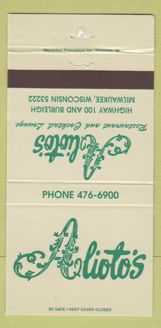 Matchbook Cover - Alioto's Restaurant Milwaukee WI 30 Strike