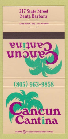 Matchbook Cover - Cancun Cantina Santa Barbara CA 30 Strike
