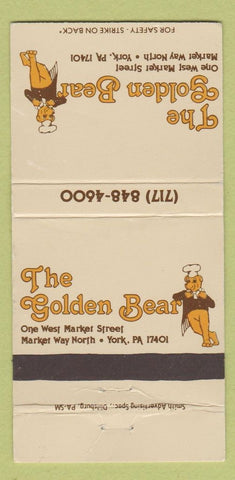 Matchbook Cover - The Golden Bear York PA WEAR 30 Strike