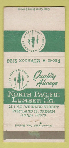 Matchbook Cover - North Pacific Lumber Portland OR 30 Strike
