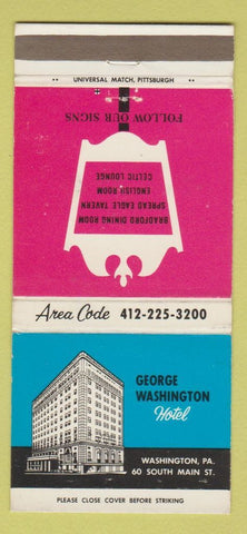 Matchbook Cover - George Washington Hotel Washington PA 30 Strike