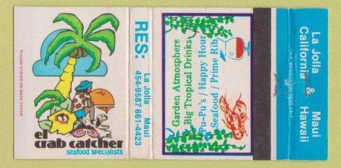 Matchbook Cover - El Crab Catcher LA Jolla CA Maui Hawaii WEAR 30 Strike