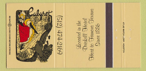 Matchbook Cover - Cabaret Driskill Hotel Austin TX girlie 30 Strike