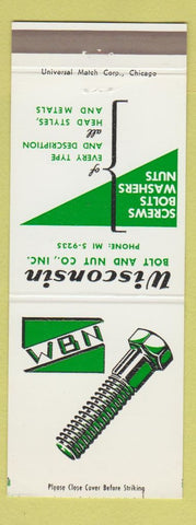 Matchbook Cover - Wisconsin Bolt and Nut